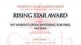 Rising Star Award certificate for "We Weren't Given Anything for Free"